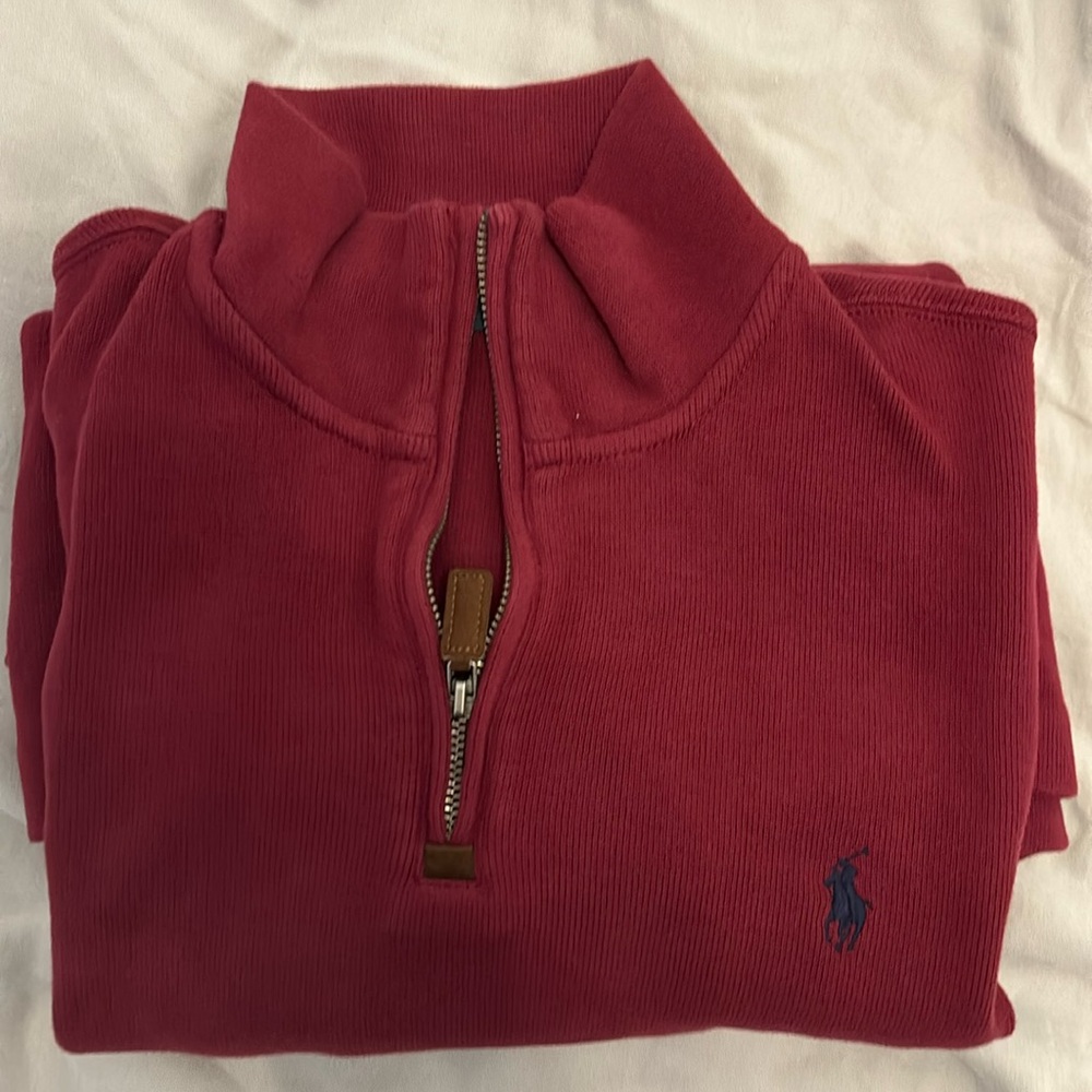 Polo Ralph Lauren Men's Size M Pullover Sweater Quarter Zip Burgendy